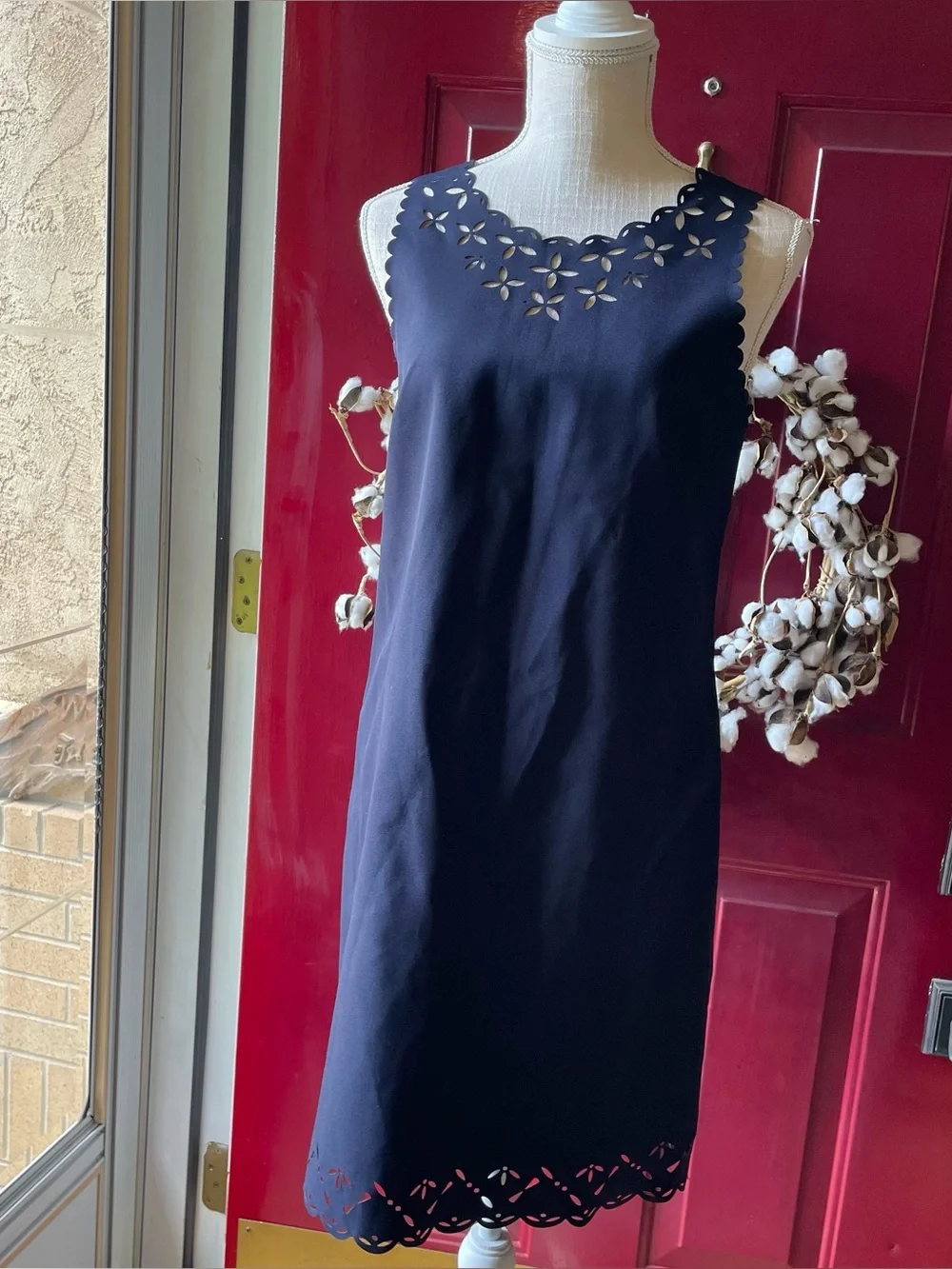 J. Crew Laser-cut Floral Navy Women's Dress Size 6
